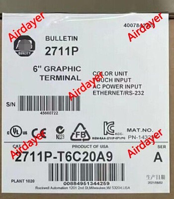 New In Box 2711P-T6C20A9 2711P-T6C20A9 Panelview Plus Expedited Shipping
