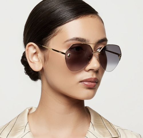 Pre-owned Cartier Ct0355s-001 Gold Sunglasses In Gray