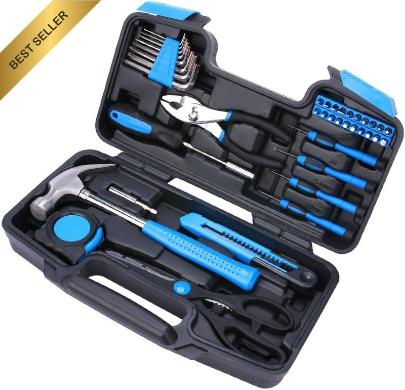 39 Piece Home Tool Set – Small Hand Tool Kit for General Repairs with Storage Ca