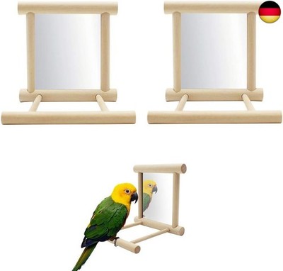 Seully 2 Stück Spiegel Vogel Papagei, Stange Vogelständer mit Spiegel, V