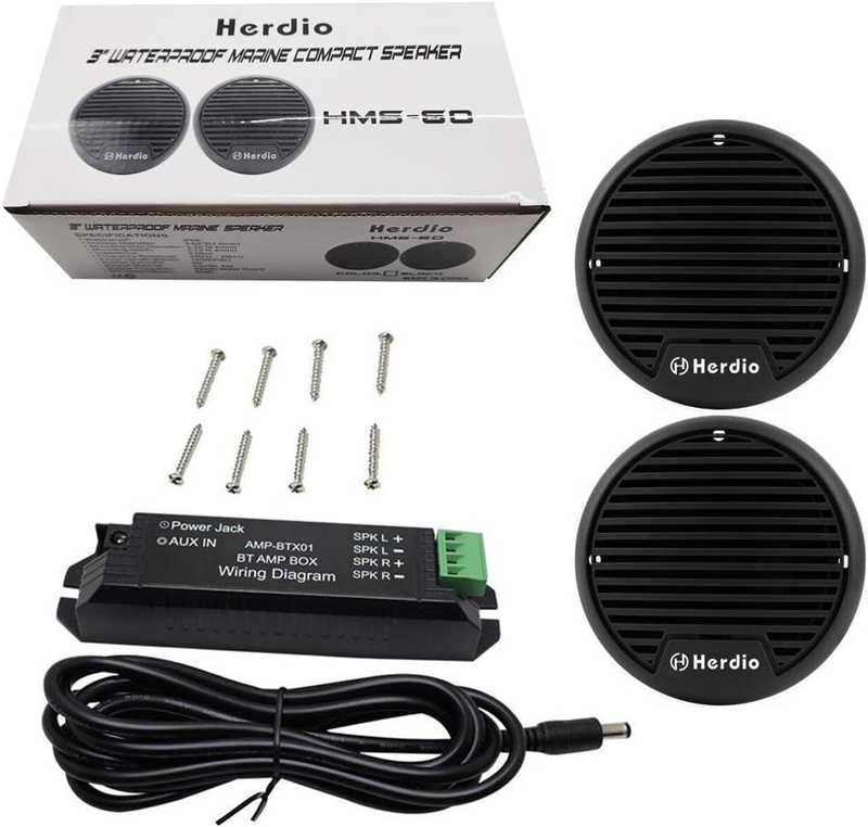 3" Inch Marine Bluetooth Speakers Boat Motorcycle Hot Tub Stereo with Max Power