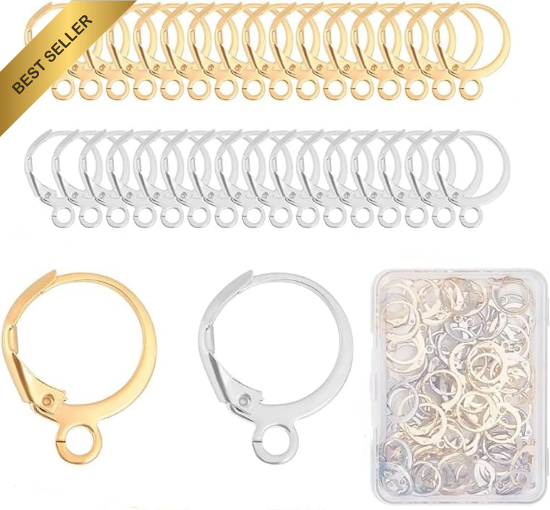 100Pcs Earring Hooks for Jewelry Making Hypoallergenic Earring Hooks Earring Fin