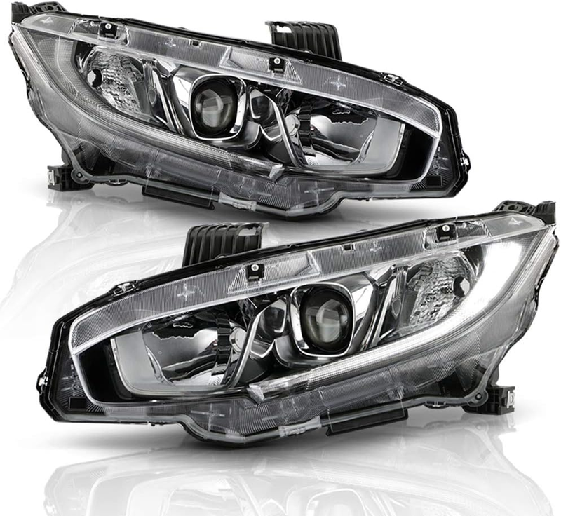 Halogen Headlights Pair Driver & Passenger Side Set for 2016-2021 Honda Civic
