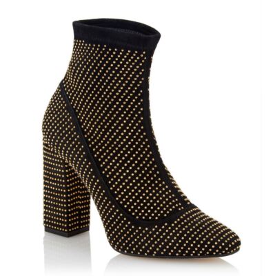 Pre-owned Tamara Mellon Black Suede Attraction Boots 105mm Heels With Micro Studs $850