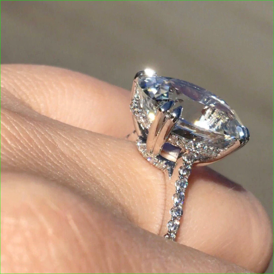 4Ct Lab Created Oval Diamond Solitaire Engagement Ring 14K White Gold Over Pl