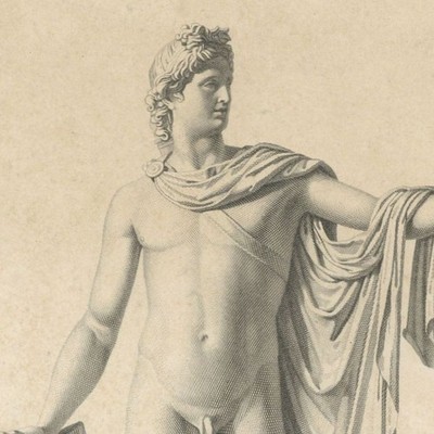 Pierre-Michel Bourdon Apollon du Belvédère Nu Eau forte originale Bourgois XIXe