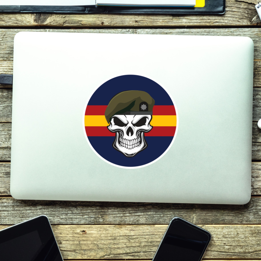 Skull with Royal Anglian Beret TRF Vinyl Sticker - 10cm - Picture 2 of 4
