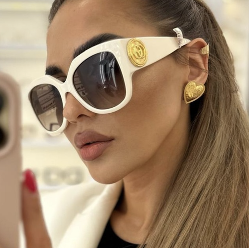 Pre-owned Gucci Gg1407s-004 Ivory Sunglasses In Brown