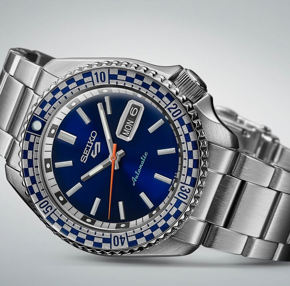 Pre-owned Seiko 5 Five Sports Srpk65 Automatic Watch Sunburst Blue Dial Made In Japan