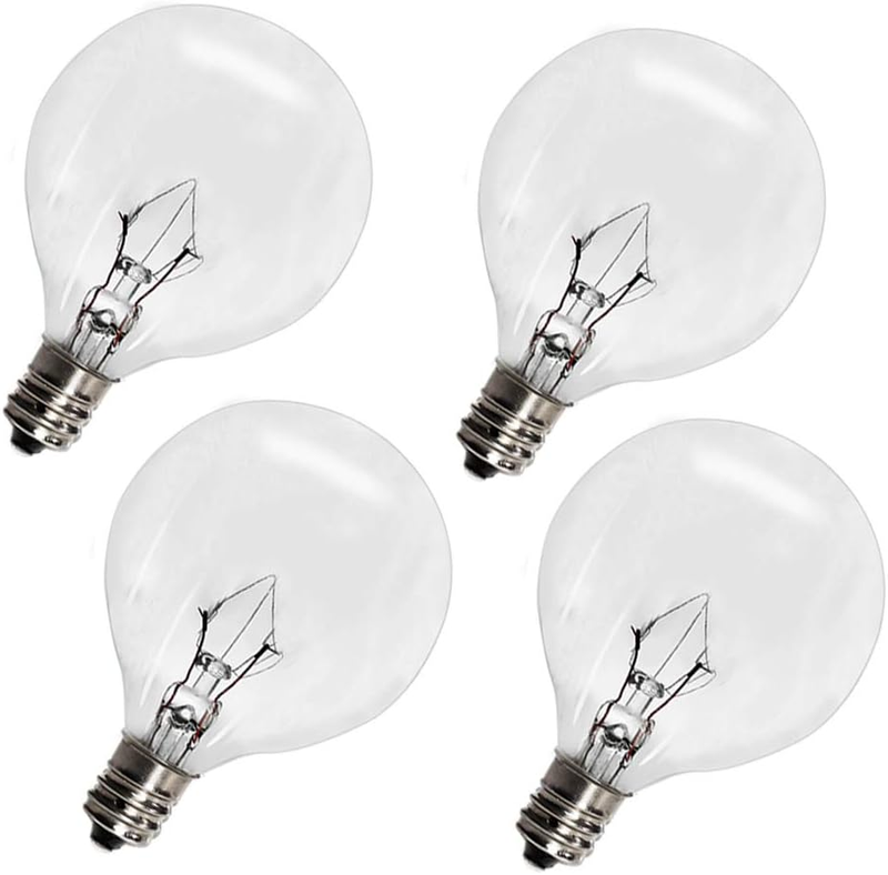 4 Pack Wax Warmer Bulbs,G50 25 Watt Bulbs for Full Size Scentsy Warmers,G16.5 Gl