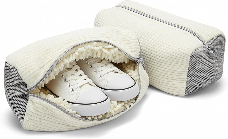 2 Pack Shoe Laundry Bags for Washing Machine - Chenille Mesh Shoe Washing Bag wi