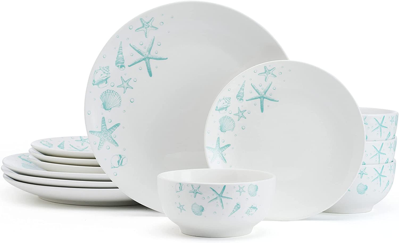 Studio Nova Tahiti Coastal 12 Piece Dinnerware Set, Service for 4, Multicolored