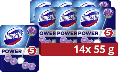 Domestos Power 5 Duo Pack Lavender Toilet Rim Block limescale prevention toilet