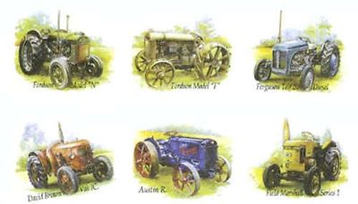 Farm Tractor Fordson Austin  6 pcs Select-A-Size Ceramic Waterslide Decals