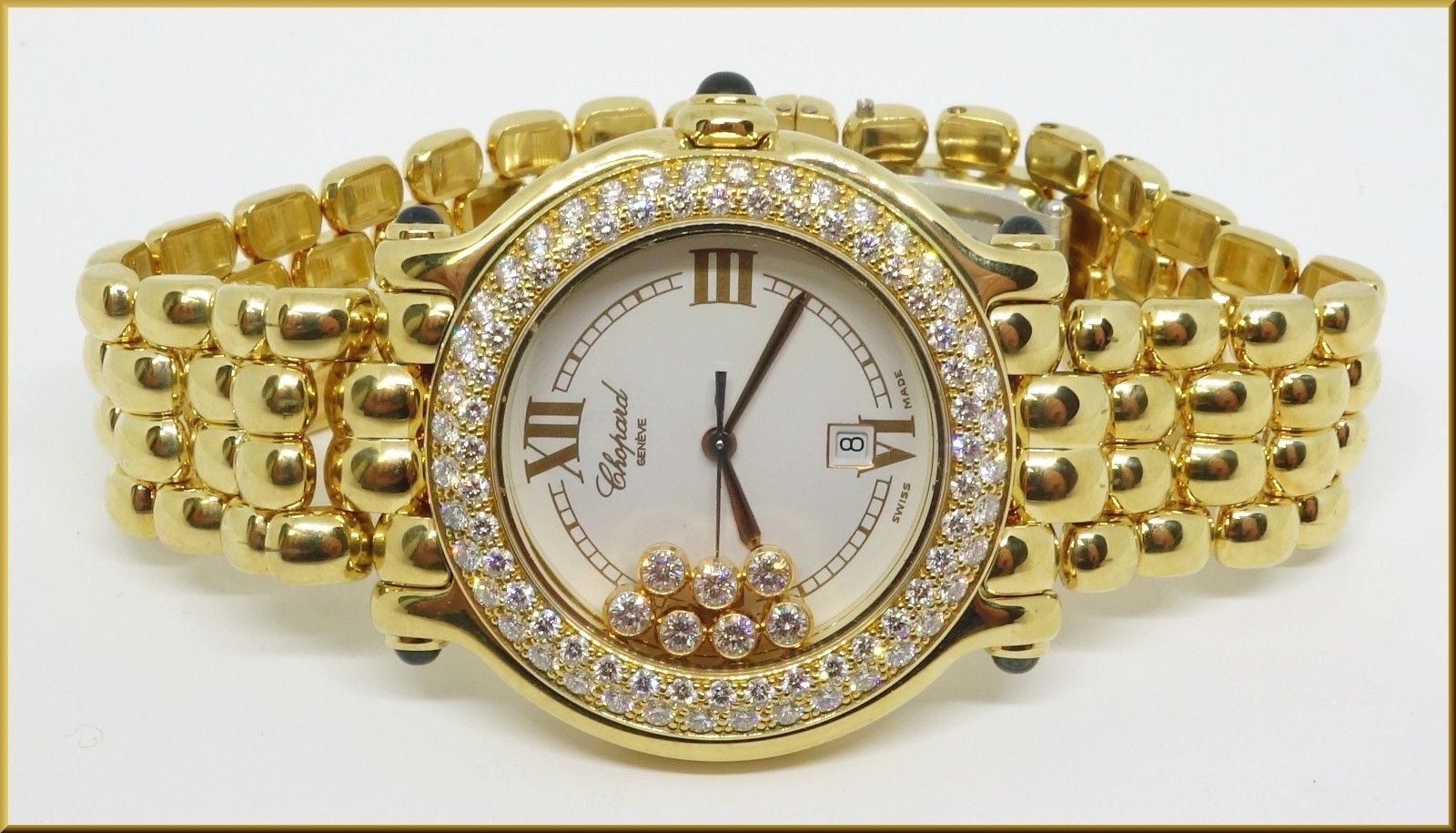 LADY'S 18K GOLD DIAMOND SAPPHIRE SWISS CHOPARD 