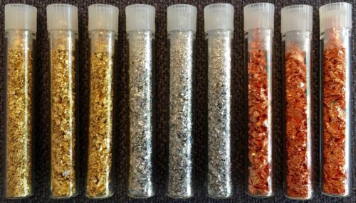3 Gold + 3 Silver + 3 Copper Flake Vials..1ml  Lowest Price online !!