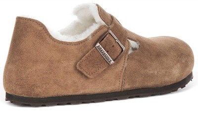 Pre-owned Birkenstock London Shearling Unlined Eva Unisex Sandal Brown Suede Us 3 - 12