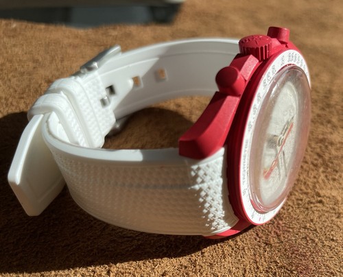 20mm WHITE “sailcloth pattern” rubber Moonswatch SWATCH Mission Venus Mars Pluto