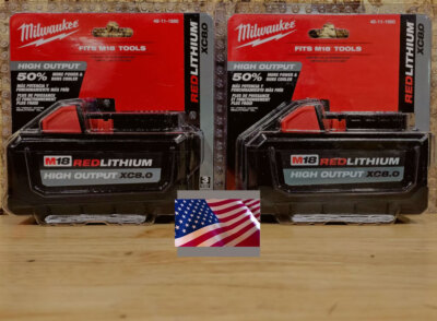 Genuine Milwaukee M18 2 Pack XC8.0 HIGH OUTPUT 8.0 Ah Battery OEM 48-11-1880 X2
