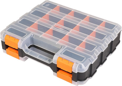 Tool Box with Transparent Lid Double Side 34-Compartments Organizer