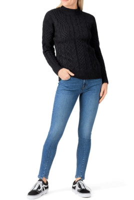 VOX LUX Black Cable Knit Crew Neck Sweater Size Small