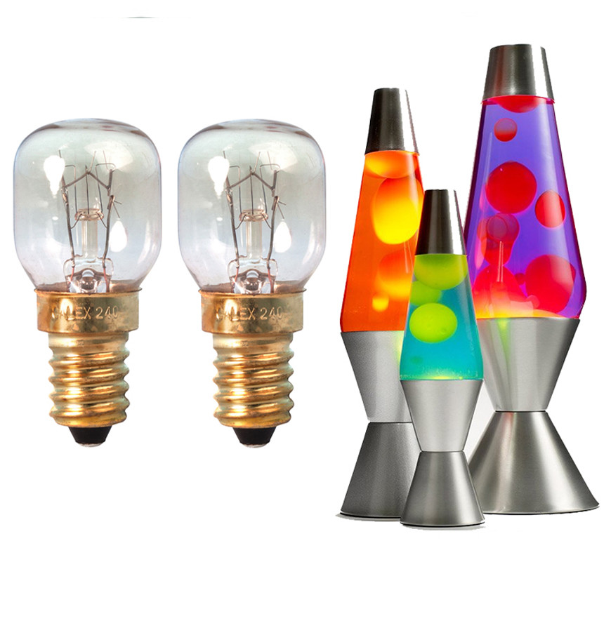 2 x 25w Pygmy Bulbs (Lava Lamp Replacement Bulbs) SES Screw 300