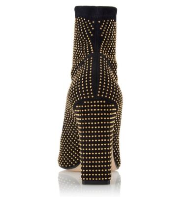 Pre-owned Tamara Mellon Black Suede Attraction Boots 105mm Heels With Micro Studs $850