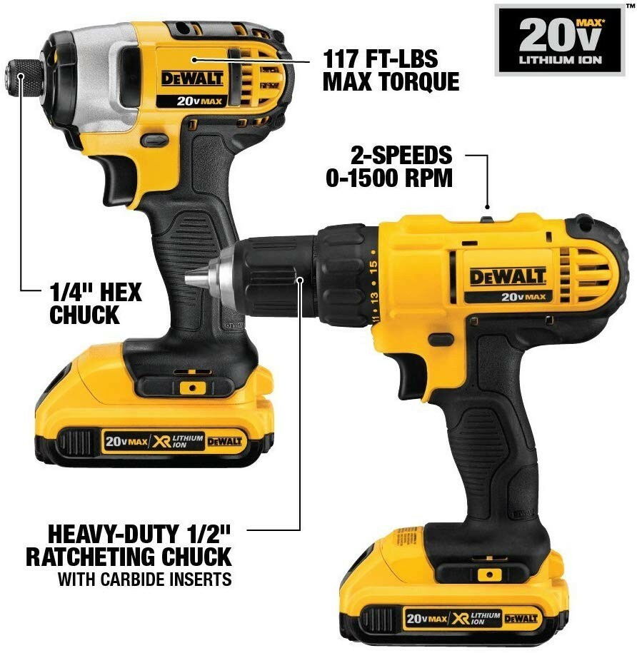 Dewalt Combo Kit 10 tools with batteries and charger DCK1020D2