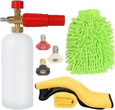 1/4'' Snow Foam Cannon Car Wash Pressure Washer.Cleaning Glove,2 Towel,3 Nozzles