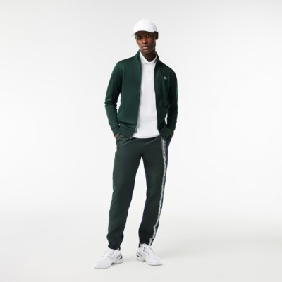 Lacoste Men's Zipped Ripstop Tennis Sweatshirt 4 Medium Green-YZP Navy Blue- 166