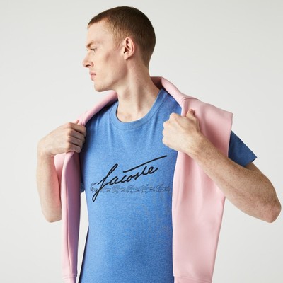 

Мужская хлопковая футболка с круглым вырезом и крокодиловым принтом Lacoste HG3-3XL, Blue chine, T-Shirt