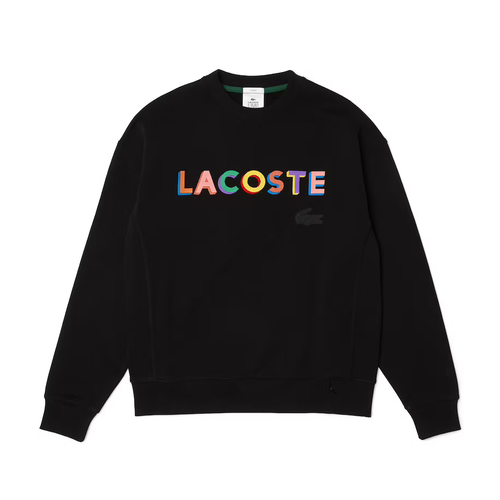

Черная флисовая толстовка свободного кроя с вышивкой Lacoste L!VE, Черный