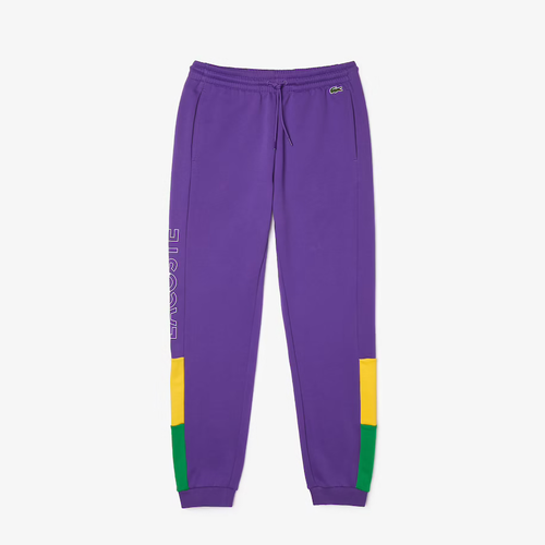 

Мужские флисовые штаны для бега Lacoste цвета лаванды/метлы/малахита с цветными блоками, Lavender/broom/malachite
