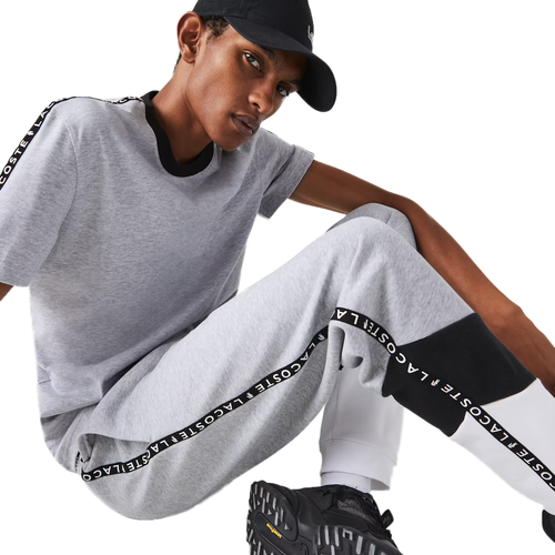 

Мужской флис Lacoste Grey Chine/Black/White в фирменную полоску с цветными блоками