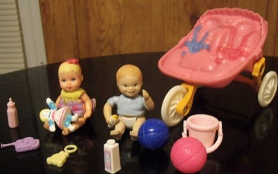  LOT OF 12  Barbie Baby KRISSY amp Boy Doll lot RARE Mattel  STROLLER  EUC