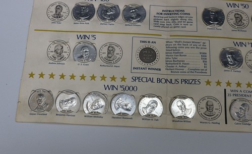 Vintage Shell Oil Aluminum Mr. President Game 22 tokens Free Shipping #1371 D-2