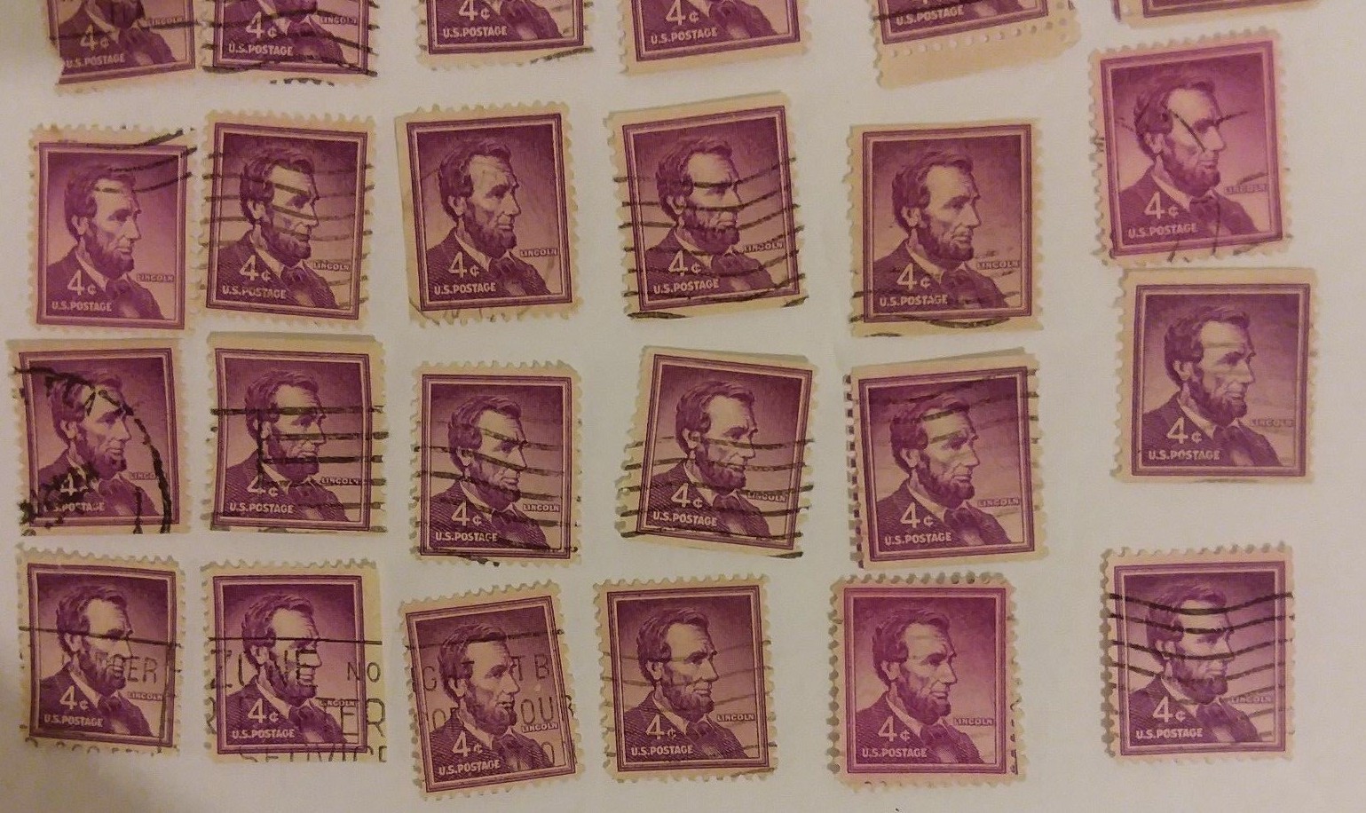 Stamp US 4 Cent Purple Abraham Lincoln Stamp 42 Used Crafts Collage Supplies