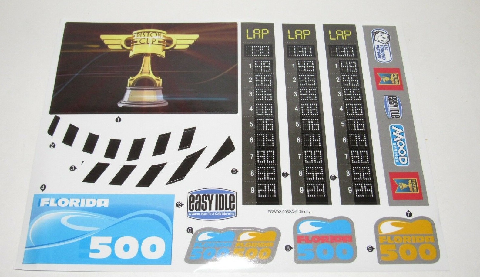 DISNEY PIXAR CARS ULTIMATE FLORIDA SPEEDWAY RACE TRACK DECALS REPLACEMENT PART