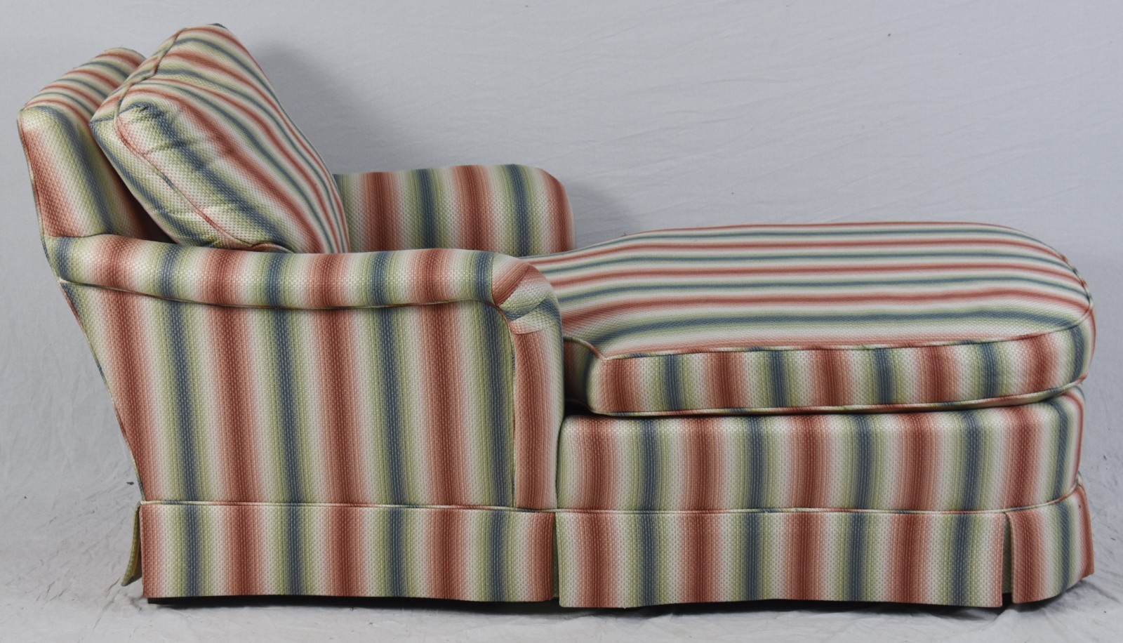 BAKER Upholstered Chaise Lounge with High End Colorful Stripped Fabric