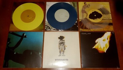 PEARL JAM 6x 7'' VINYL Lot NOTHING SAVE LIGHT YEARS AM MINE BUSHLEAGUER WORLD New