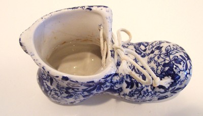 Blue and White Porcelain Shoe James Kent Old Foley Staffordshire Century Chintz