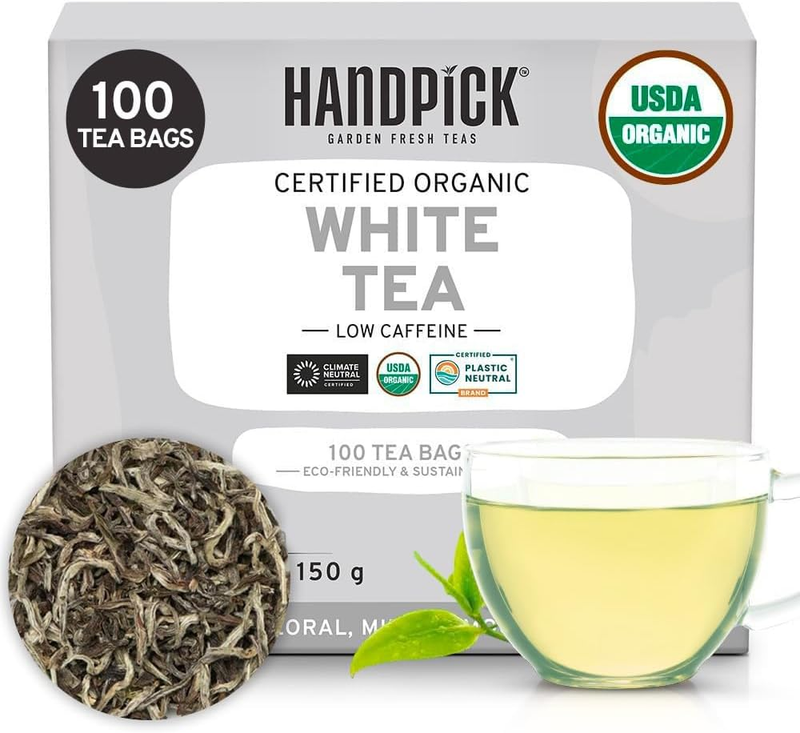 - 100 Tea Bags | Usda Organic, 100% Pure White Tea | Mild &