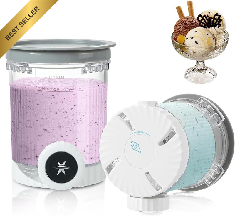 2 Pack Ice Cream Containers Replacement Cup, Leak Proof Containers, Bpa-Free and