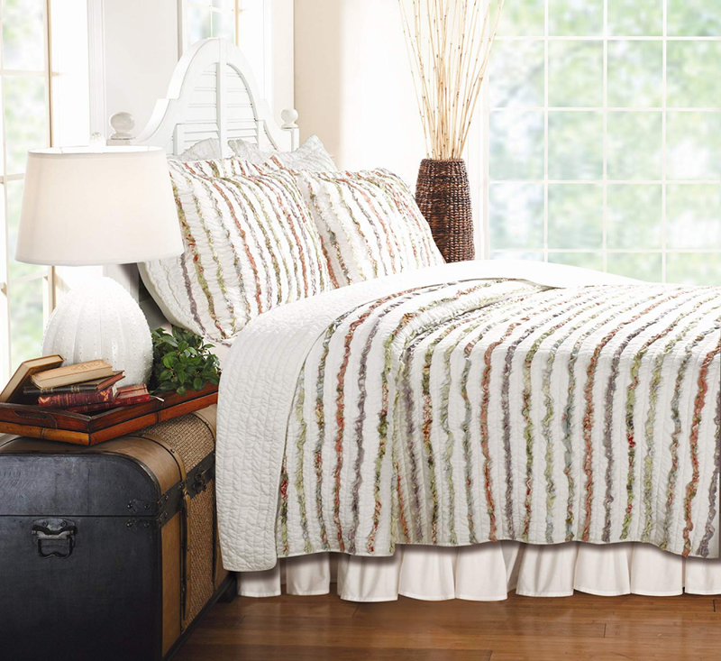 Greenland Home Bella Ruffle Quilt Set, Full/Queen