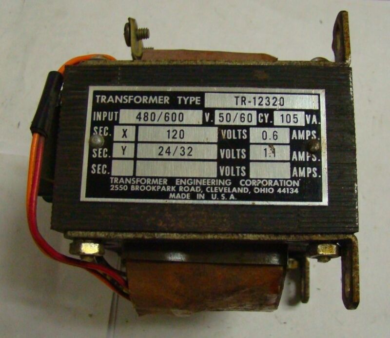 Transformer Eng. Corp. TR-12320 Transformer 480/600V In, 120/32/24V Out, Used