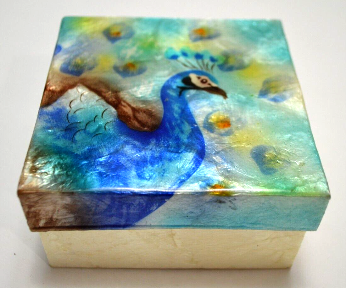 Peacock Bird Nature Square Beachy Gift Box