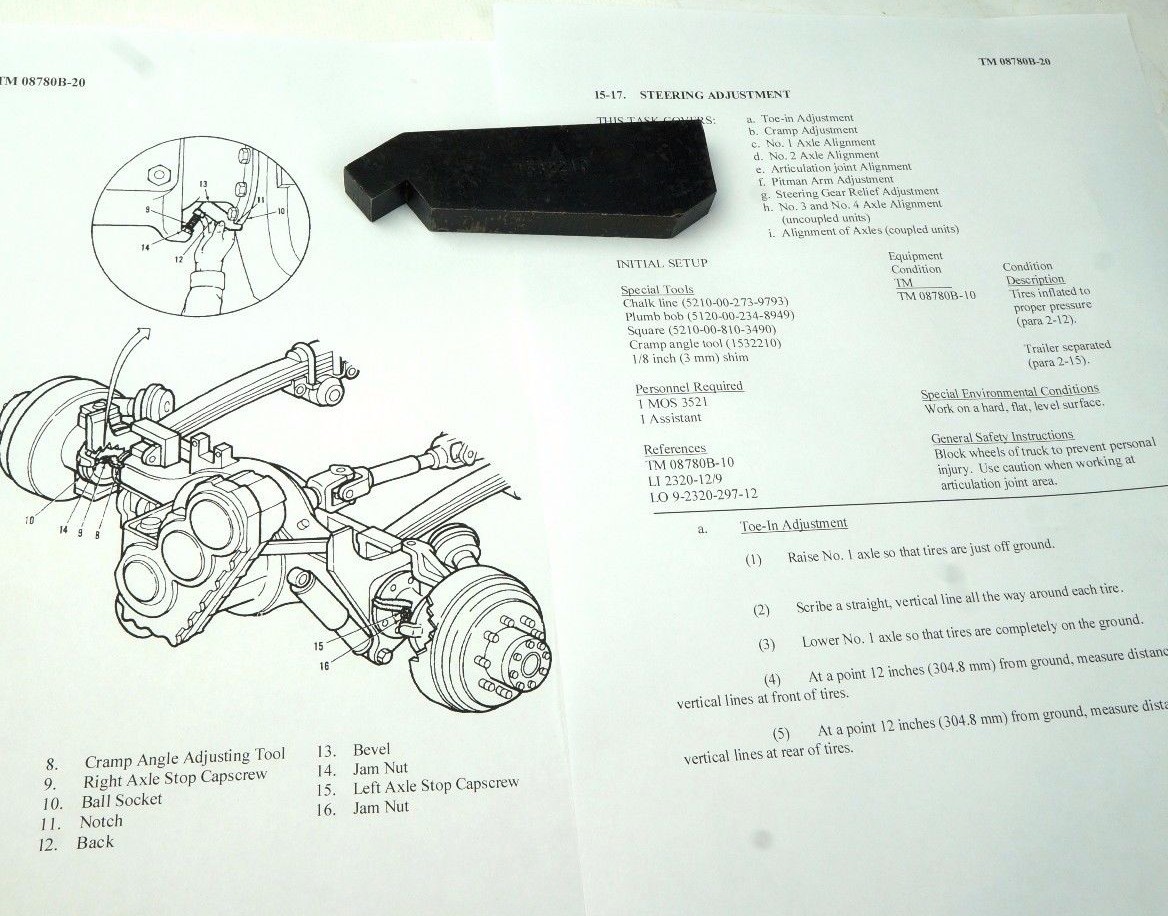 USGI Truck 15º Cramp Angle Steering Alignment Tool Gage 1532210