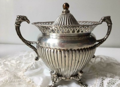 Vintage Italian Silver 800 4 footed sugar bowl from the 50s