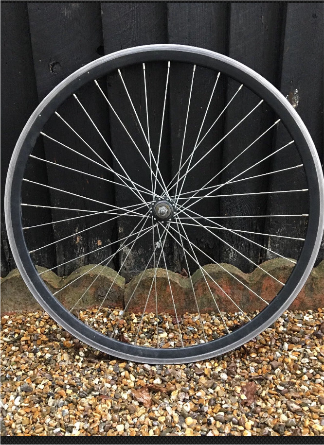 700C REAR ROAD BIKE WHEEL BLACK DEEP SECTION (ETRTO 622X13)SOLID AXLE 5