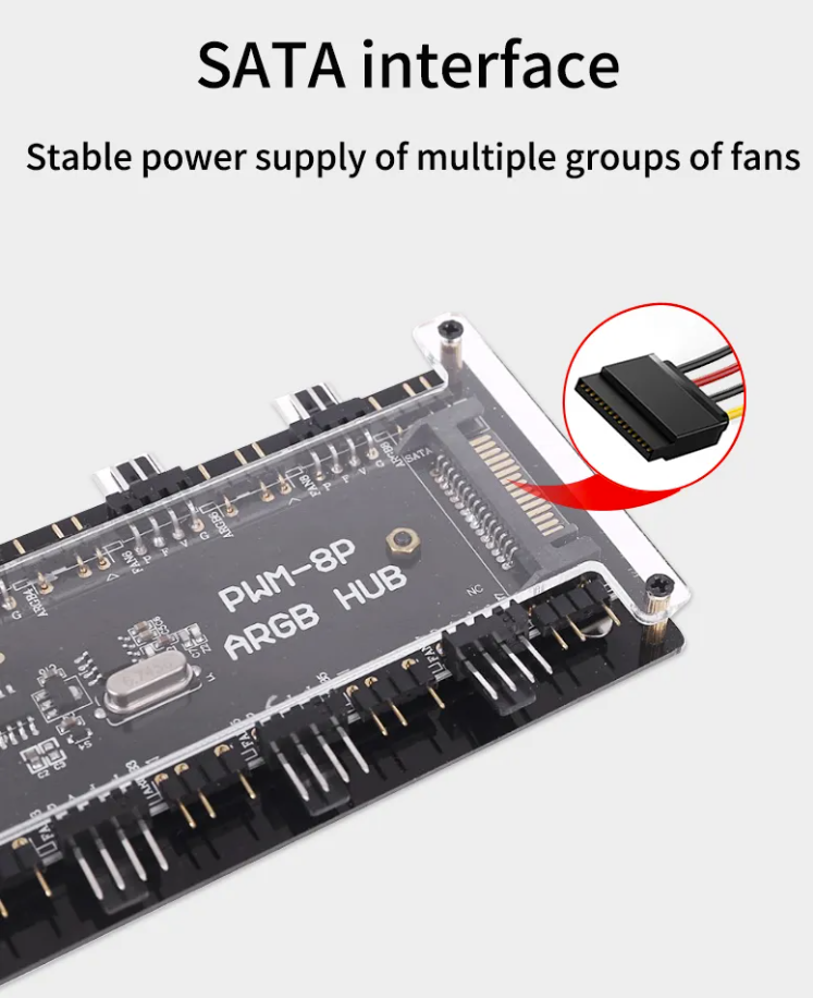 8 RGB / ARGB Strip Fan Controller Hub Splitter for Desktop Computer PC AURA SYNC